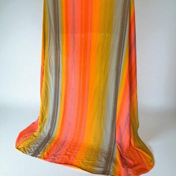 Vintage Bates Twin Size Bedspread Made in USA Boho Rainbow Striped Tablecloth - Picture 1 of 9